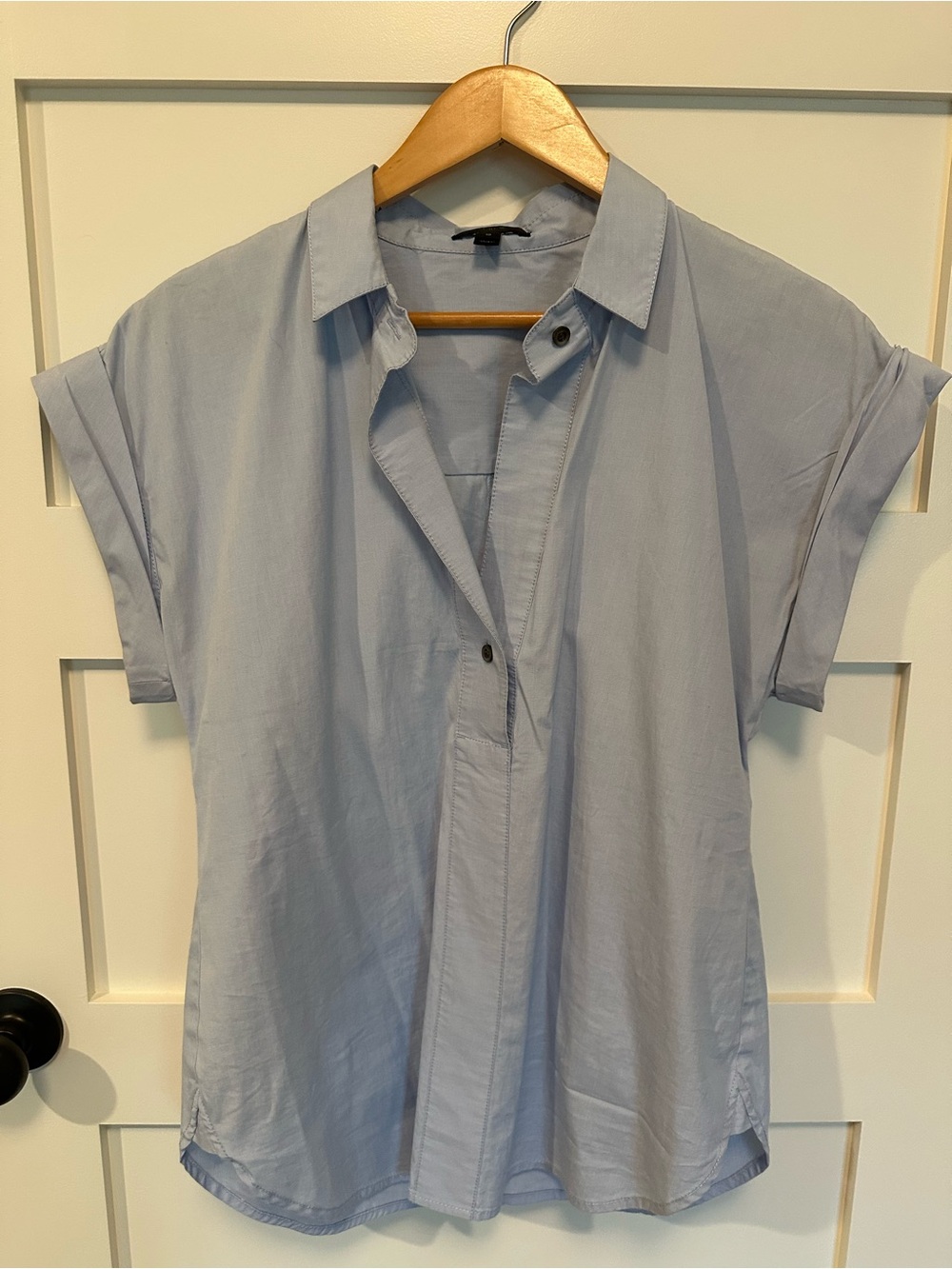 J. Crew Pale Blue Short Sleeve Popover Blouse